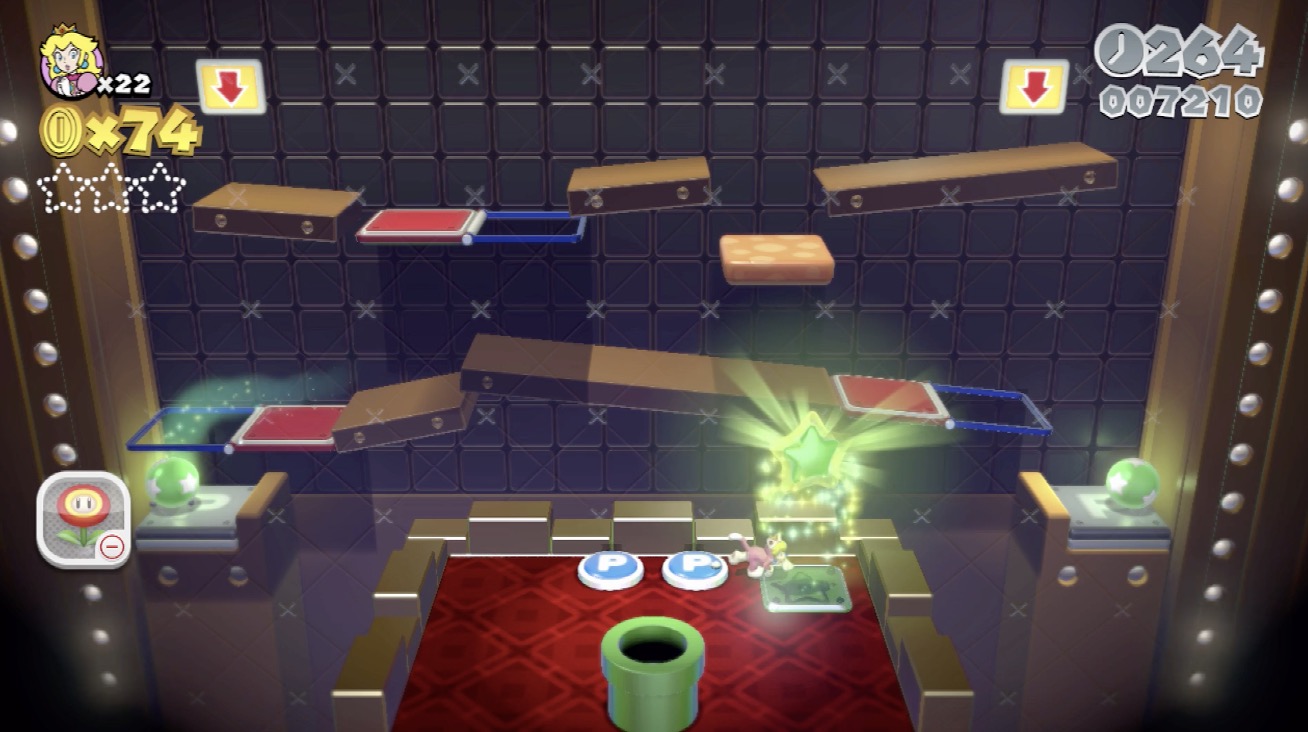 マリオ3Dワールド】ワールドスター-1のグリーンスターとハンコの