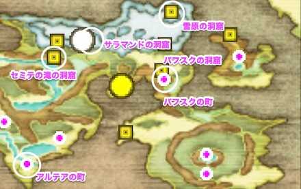 バフスクの洞窟〜雪原の洞窟までのマップ