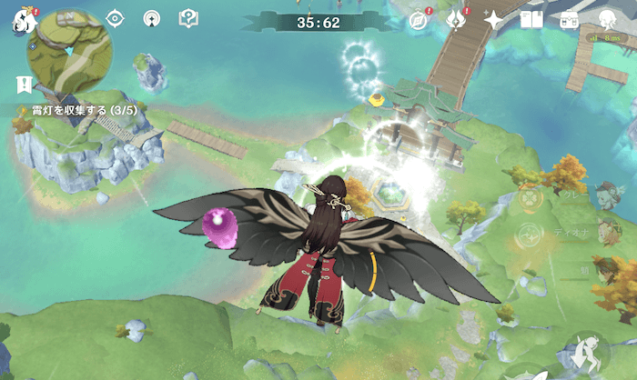 飛びながら霄灯を5つ集める