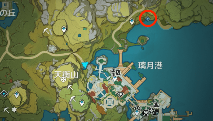 璃月港上の崖の上に移動