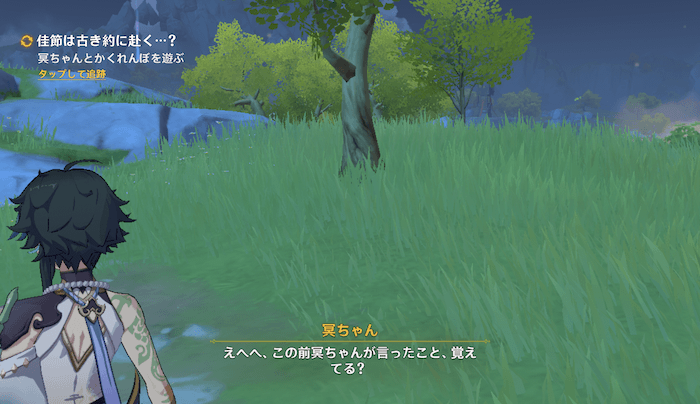 冥ちゃんとかくれんぼで遊ぶ