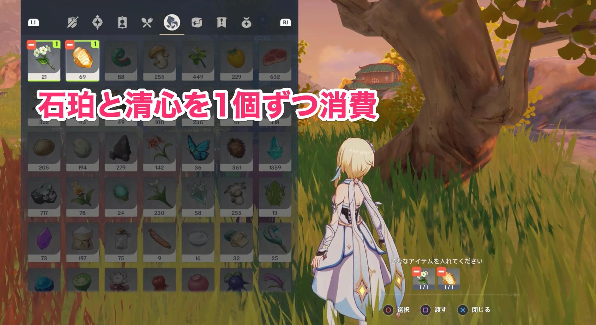 材料を伯桓に渡す