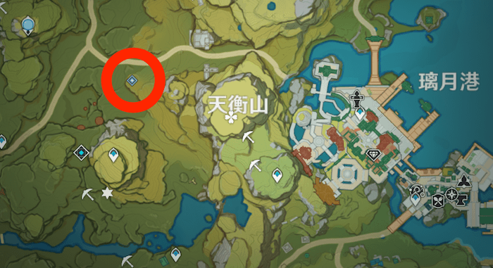 天衝山左側の指定された地点に向かう