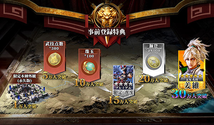 今三国志 事前登録報酬
