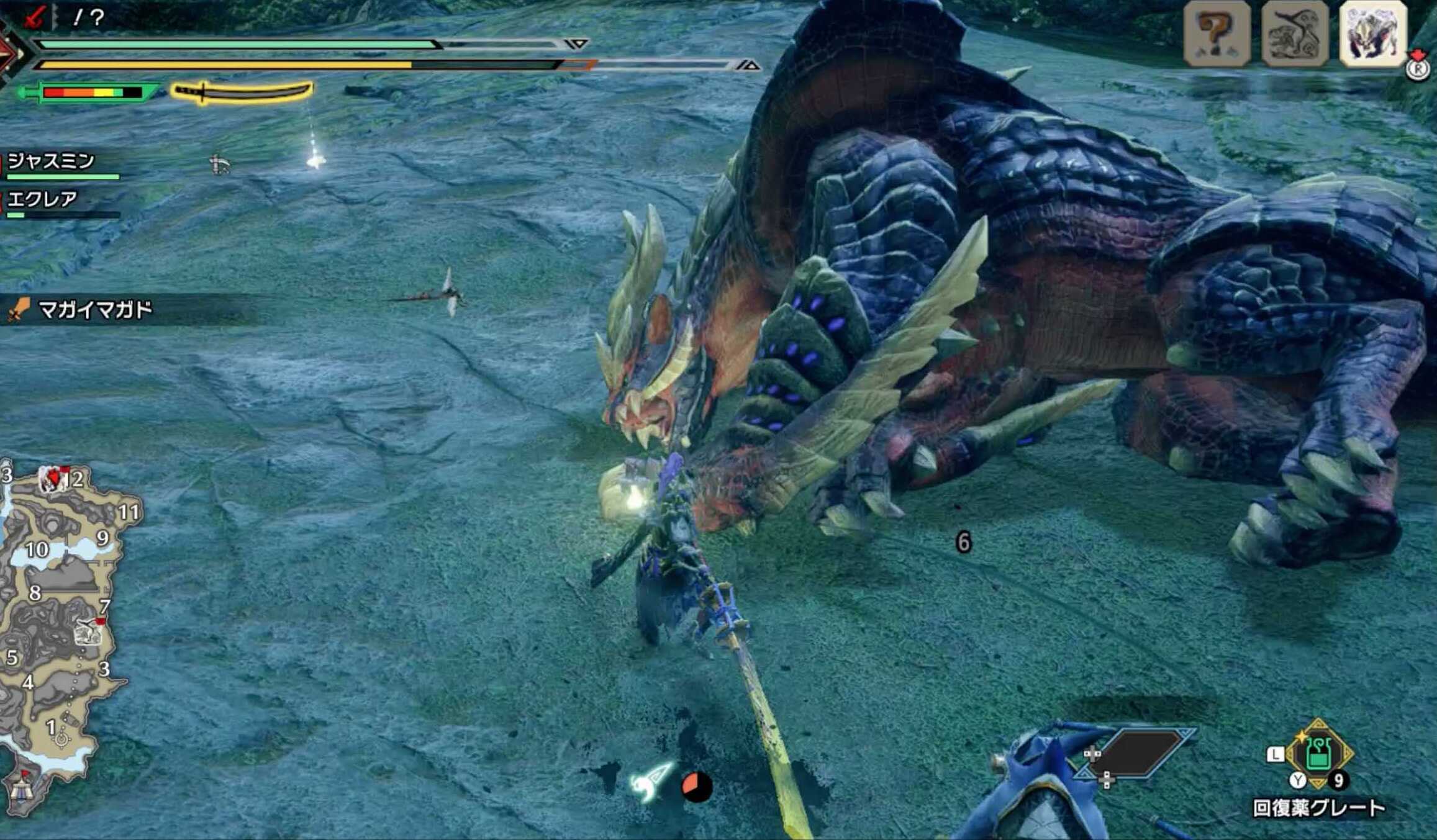 鬼火纏いしている部位に一定ダメージでダウン