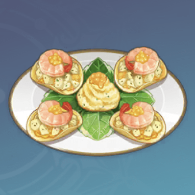 エビのポテトカナッペの画像