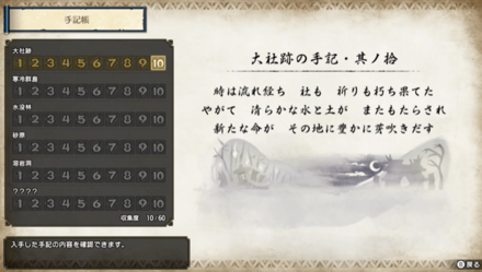 入手した遺物は手記帳から確認できる