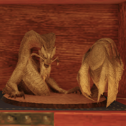 泥翁竜の木彫り