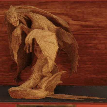 人魚竜の木彫り