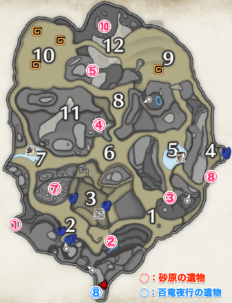 砂原の先人の遺物の場所