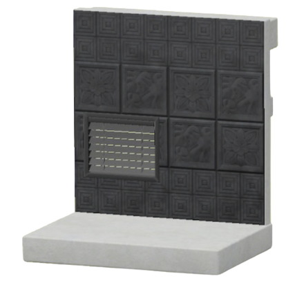 くろいボタニカルタイルのかべ画像