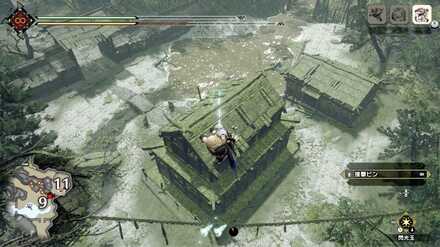 翔蟲を使って建物の上に着地する