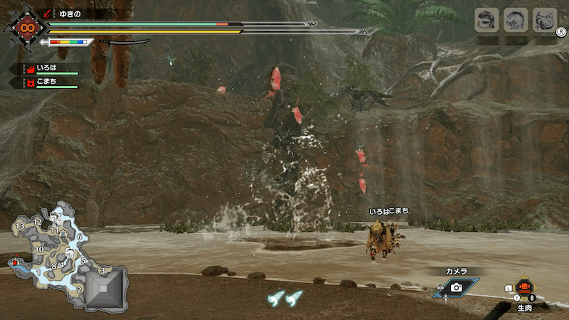 生肉を置くと攻撃を始める