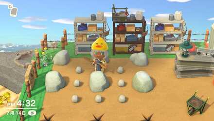 自分の島の岩を叩く