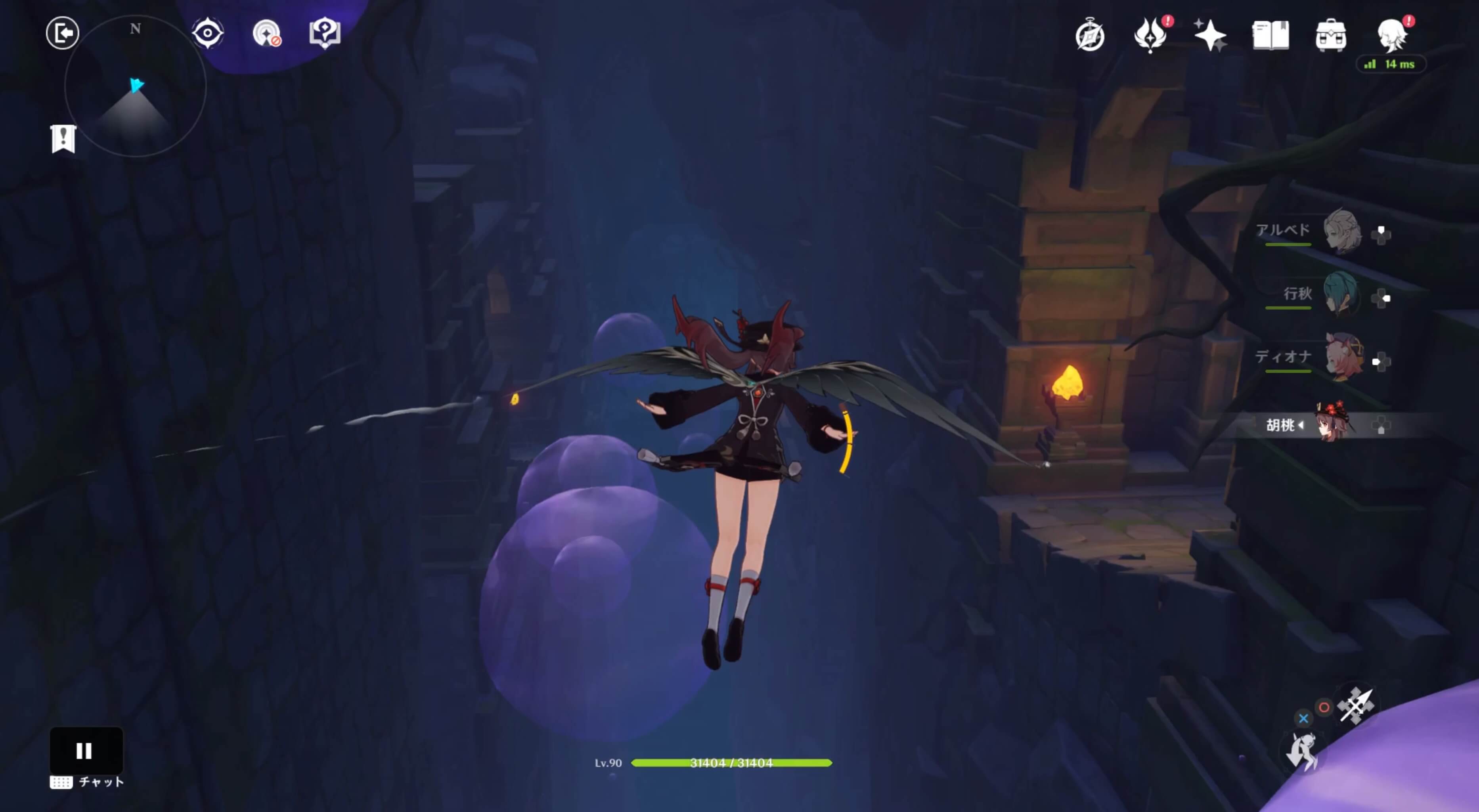 バブルを避けながら七天神像の部屋まで行く