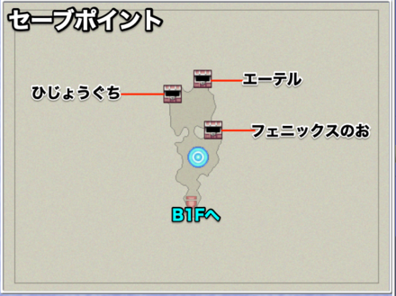 アントリオンの洞窟B1Fセーブポイントのマップ画像