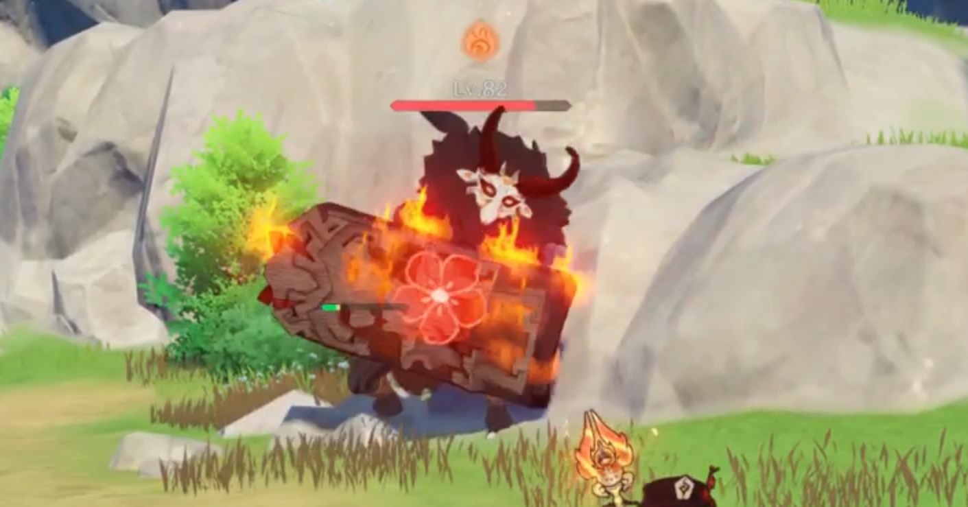 暴徒・木盾は炎元素を与えよう