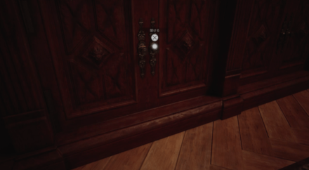 右手足元の戸棚から「中庭のカギ」を入手