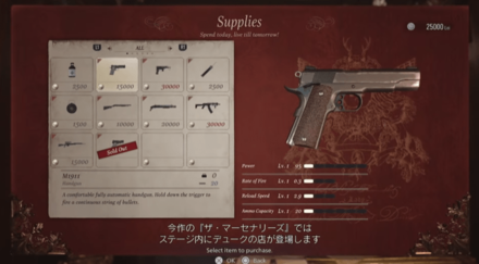 ショップで武器の購入や強化ができる