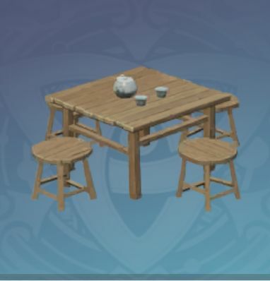 木製の露天用お茶机の画像