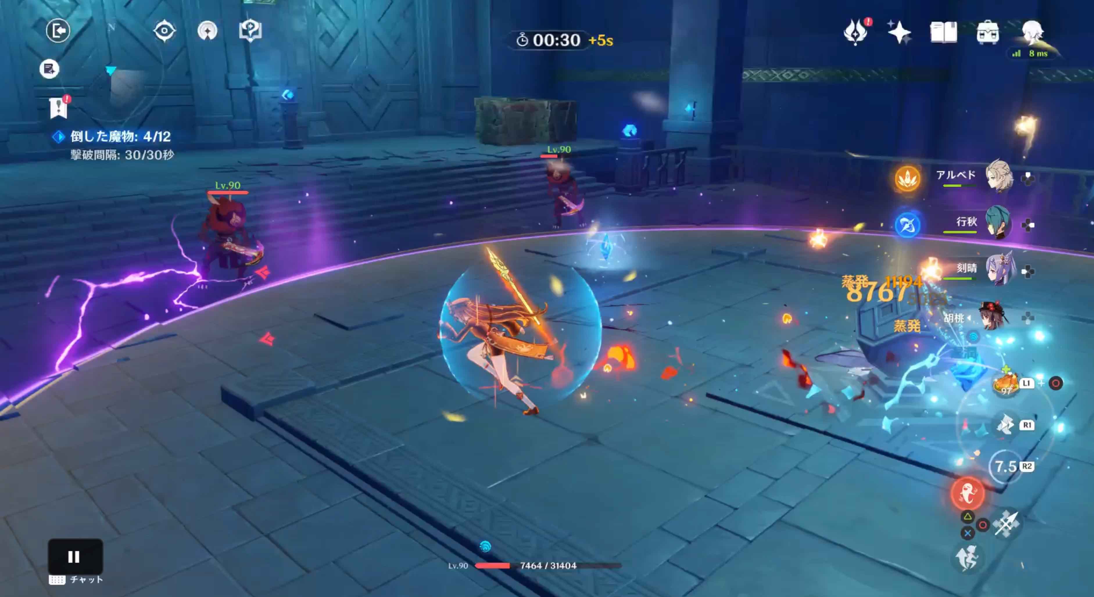 1戦目は時間が切れる前に敵を12体倒す