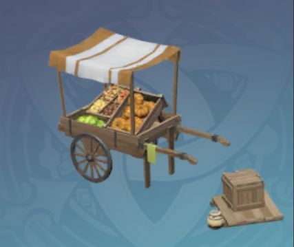 豊作の兆しの果物カートの画像