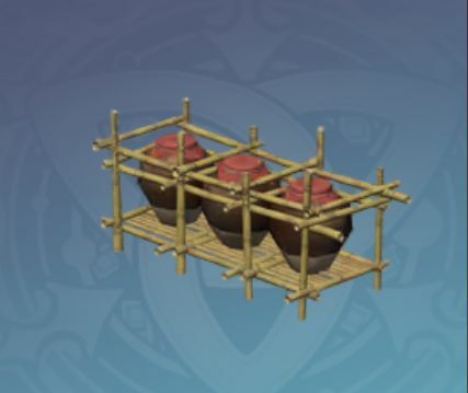 竹枠で固定した酒壺-「月待の酒」の画像