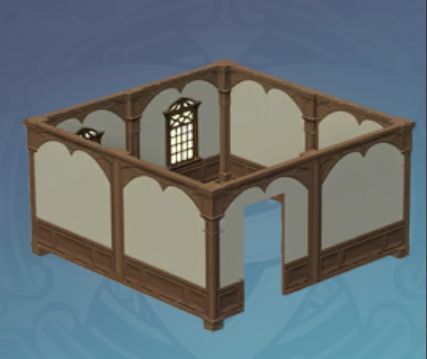 木製アーチ付き壁の画像