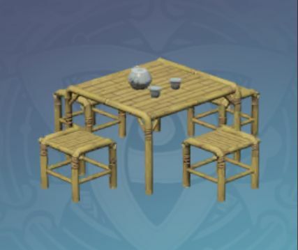 竹製の露天用お茶机の画像