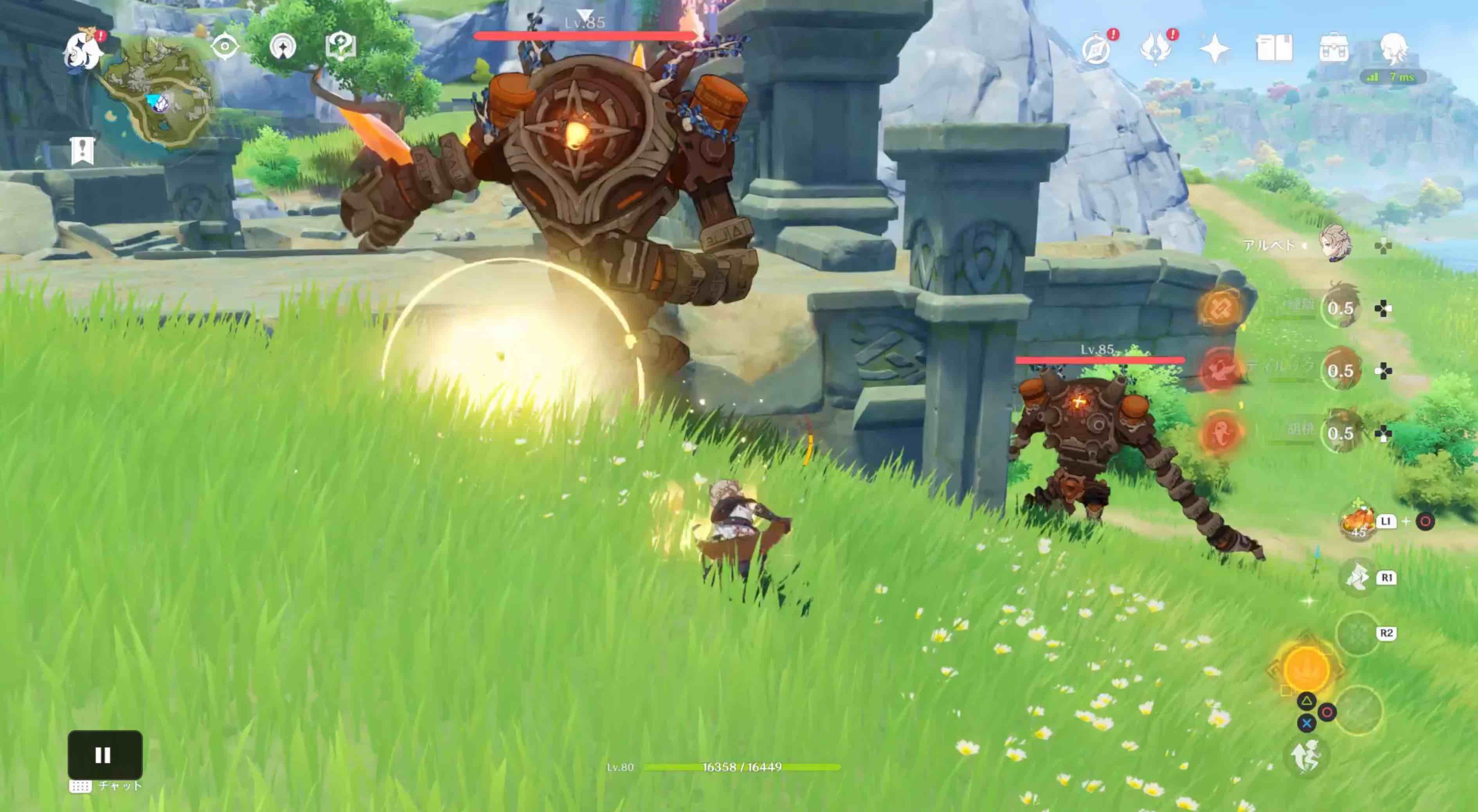 遺跡守衛2体と戦う