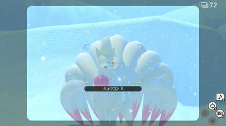 キュウコンにリンゴを投げる