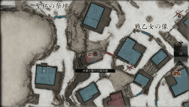 水車小屋の火薬兵器のある小屋