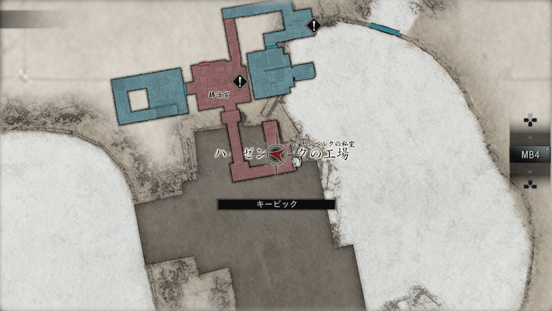 鋳造室で型をはめて開けた通路