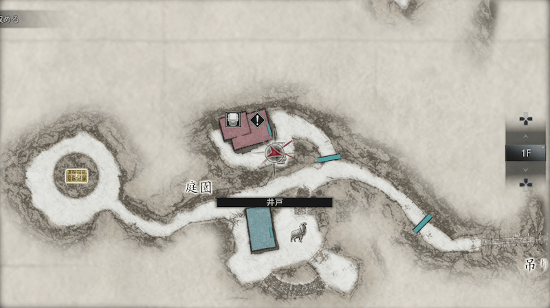 庭園の北側の小屋の近く