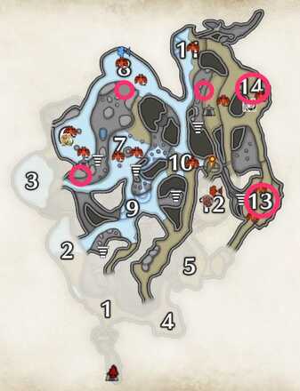 溶岩洞↓ツケヒバキ出現場所マップ