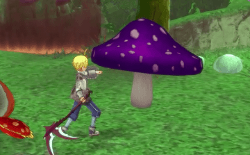 紫のキノコを攻撃すると眠ってしまう