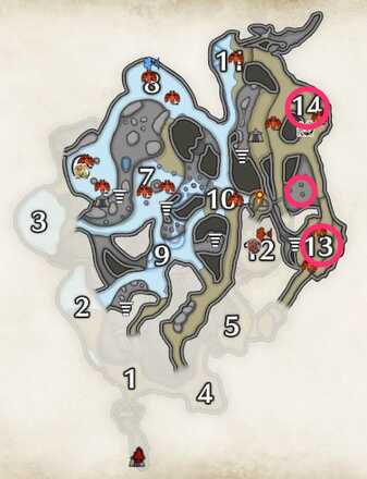 溶岩洞↓ウロコトル出現場所マップ