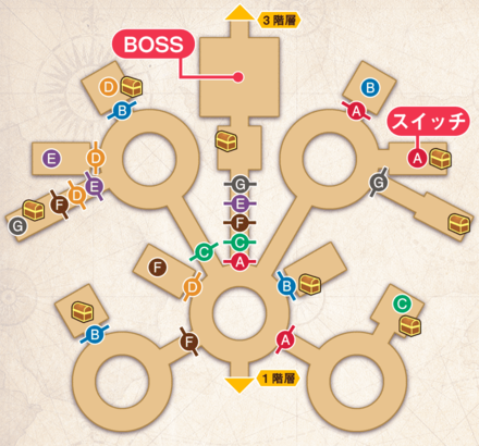 Seed天空城2階層のマップ