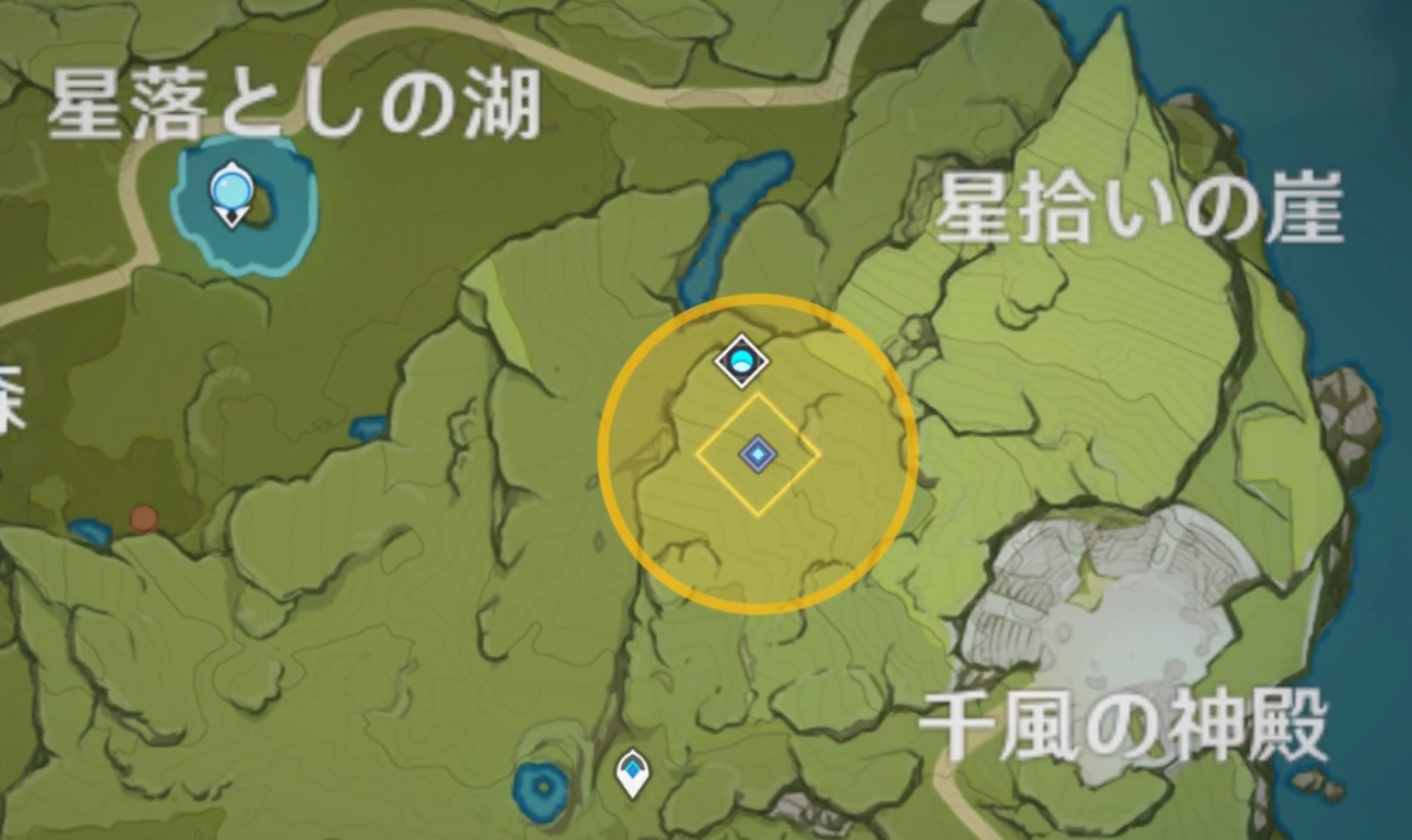 星拾いの崖に向かう