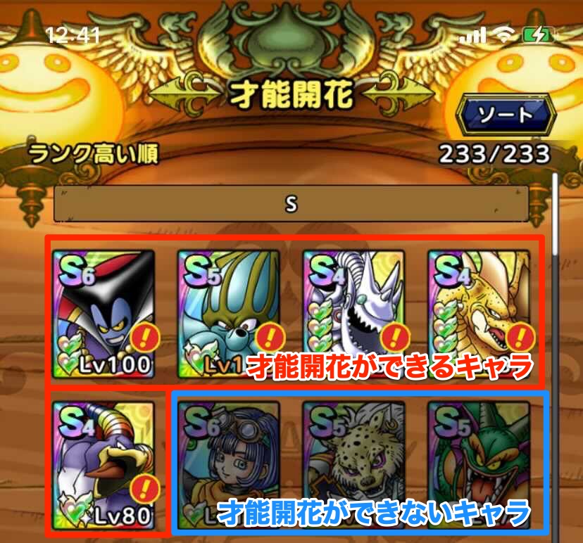 才能開花が解放されたキャラ