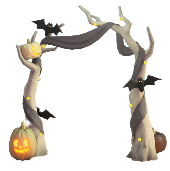 ハロウィンなアーチのモノクロの画像