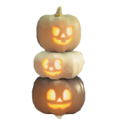 ハロウィンなタワーのモノクロの画像