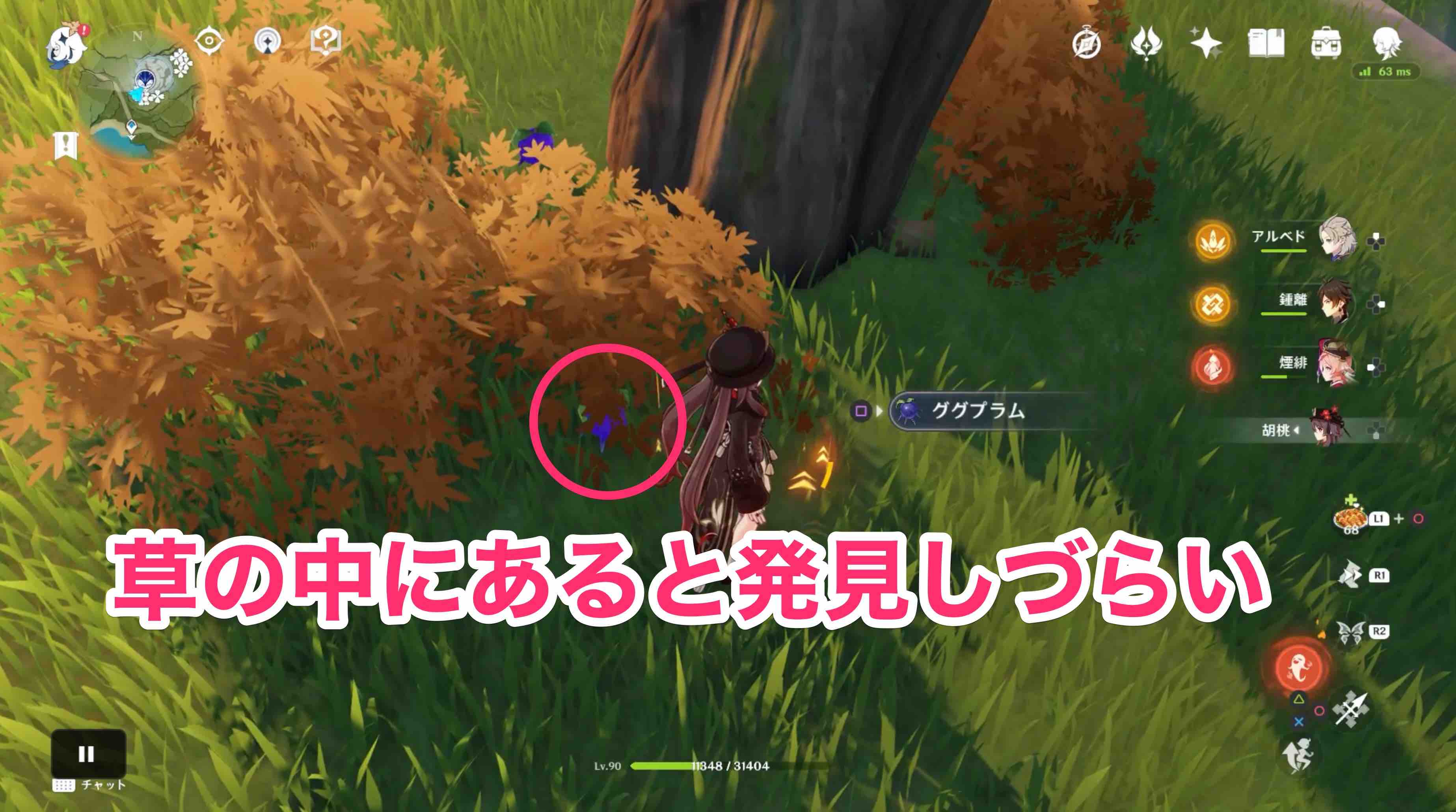 草木に隠れている場合がある