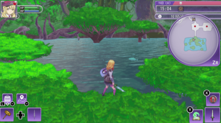 南側の池で釣りができる