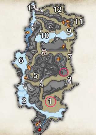 大社跡アイルー出現場所マップ