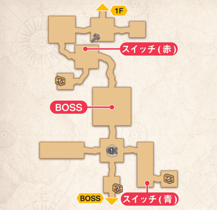 盗賊王のアジト跡のマップ2F