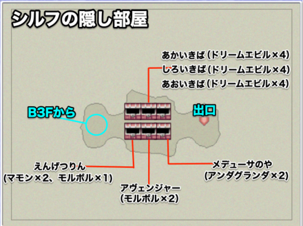 シルフの洞窟シルフの隠し部屋のマップ画像