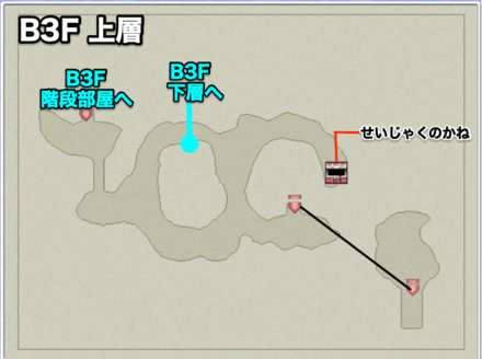 封印の洞窟B3F上層のマップ画像