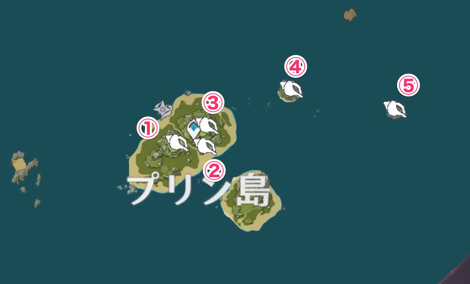 プリン島近海で入手できるホラガイ一覧