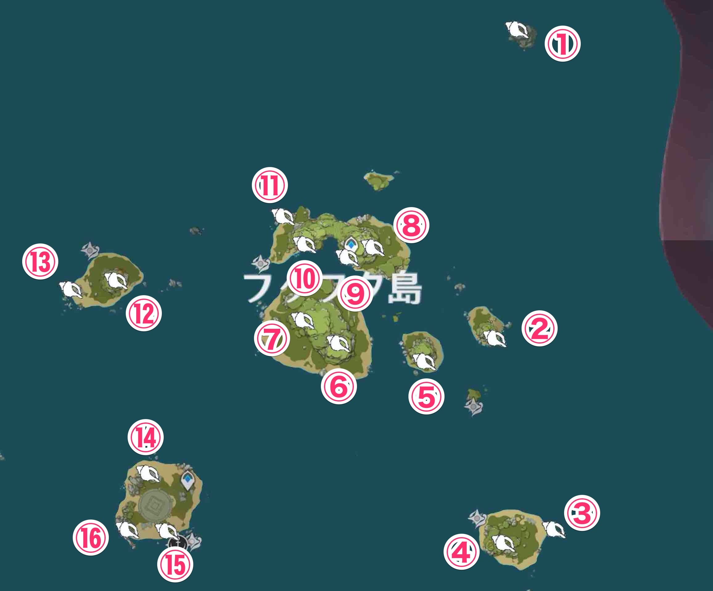 フタフタ島近海で入手できるホラガイ一覧